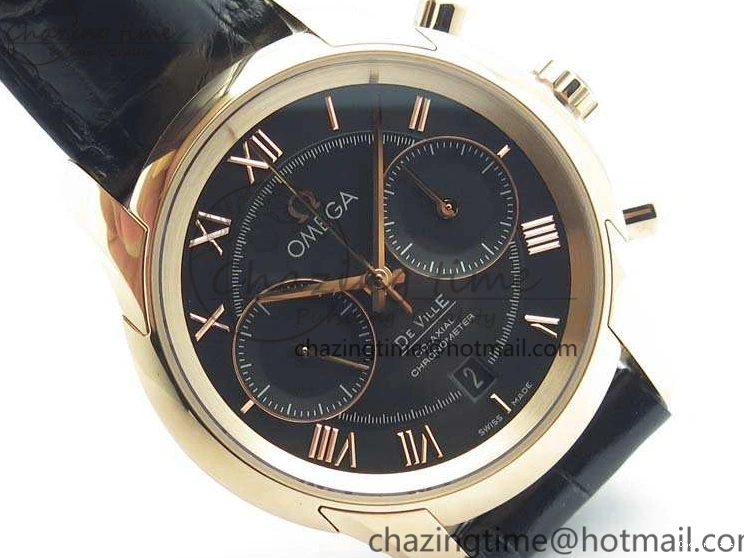 0120 De Ville Chronograph RG OMF 1:1 Best Edition Black Dial On Black Leather Strap A Sophisticated 8106